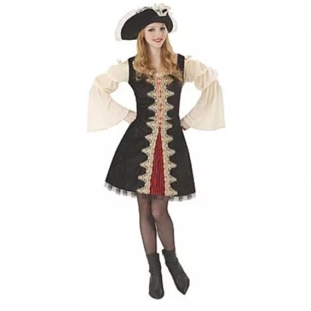 “Buccaneer Beauty” women’s pirate captain costume one size fits most hat &dress